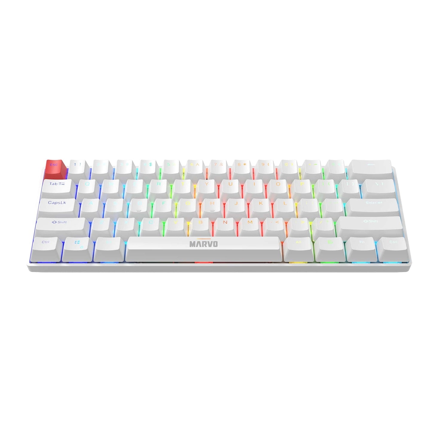 Marvo Scorpion KG933G Saber 61 Wired Mechanical RGB 60% UK Layout Gaming Keyboard (White) - PC Gear UK