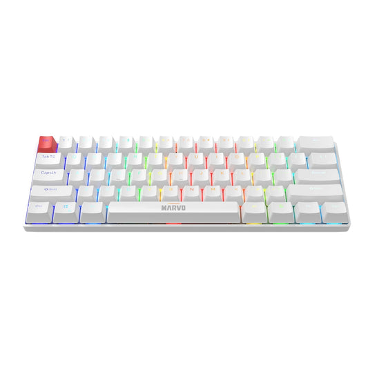 Marvo Scorpion KG933G Saber 61 Wired Mechanical RGB 60% UK Layout Gaming Keyboard (White) - PC Gear UK