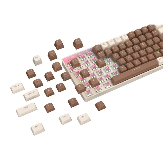 Royalaxe R108 Hot Swappable Mechanical Keyboard, Full Size, 110 Keys, 2.4GHz, Bluetooth 5.0 or Wired Connection, TTC Golden-Pink Switches, RGB, Windows and Mac Compatible - PC Gear UK