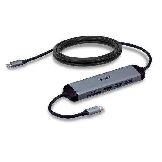 Lindy DST-Micro 140 Laptop Docking Station with USB-C, 1x 4K HDMI and Pass-Through Charging