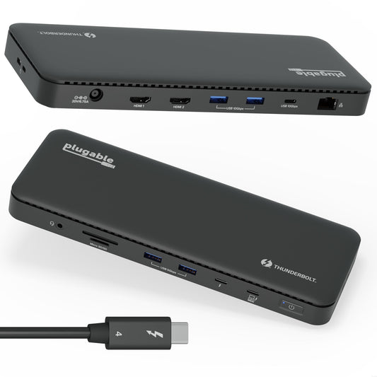 Plugable TBT4-UD5 ThunderBolt 4 Dual Monitor (2x 4K or 1x 8K) 96W USB-C PD Docking Station - PC Gear UK