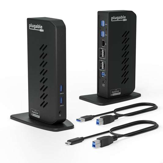 Plugable UD-6950Z Universal Dual Monitor 4K USB-A/USB-C DisplayLink Certified Docking Station - PC Gear UK