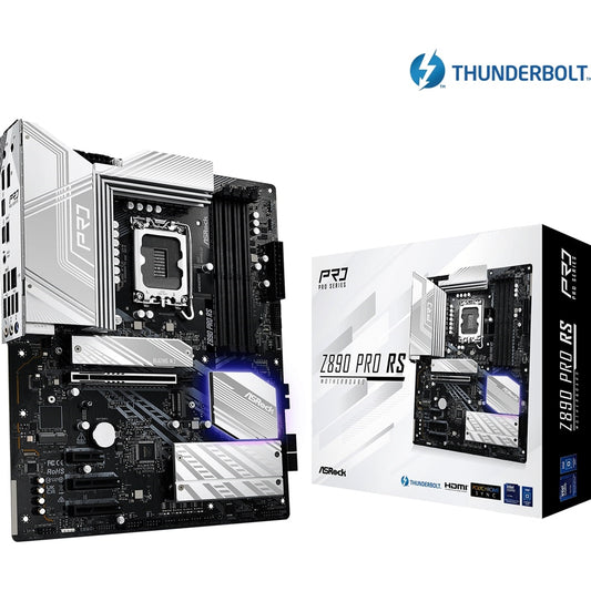 ASRock Z890 PRO RS Intel 1851 Socket Motherboard, ATX, 4x DDR5 Slots, 4x M.2 Sockets, 3x USB-C Port, Fitted I/O Shield, 2.5GbE LAN, 1x DisplayPort / 1x HDMI / 2x USB-C (USB4) - PC Gear UK