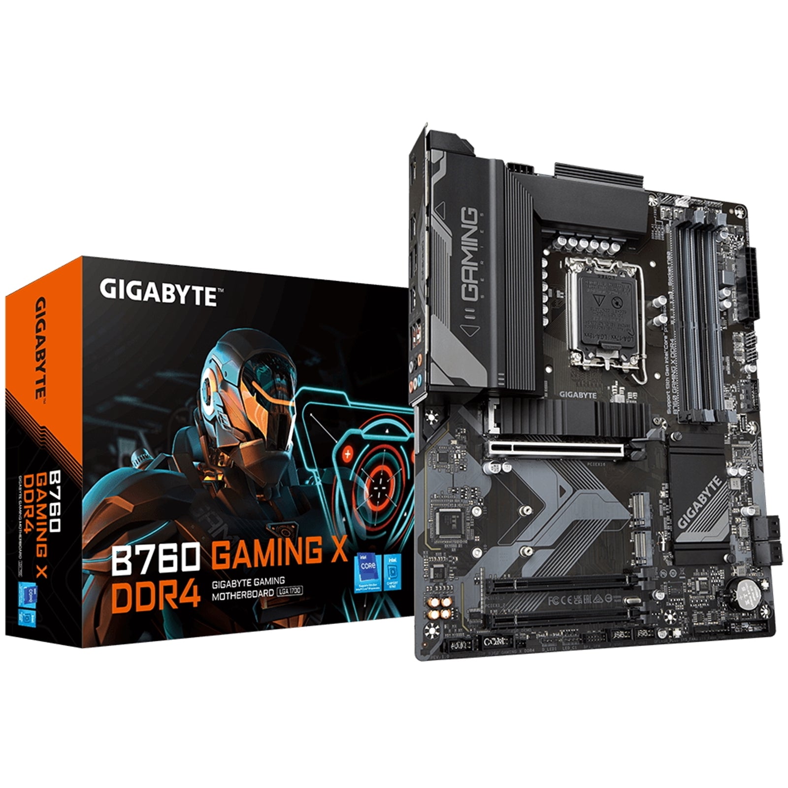 Gigabyte B760 GAMING X DDR4 Intel 1700 Socket Motherboard, ATX, 4x DDR4 Slots, 3x M.2 Sockets, 1x USB-C Port, Fitted I/O Shield, 2.5GbE LAN, 1x DisplayPort / 1x HDMI Port - PC Gear UK