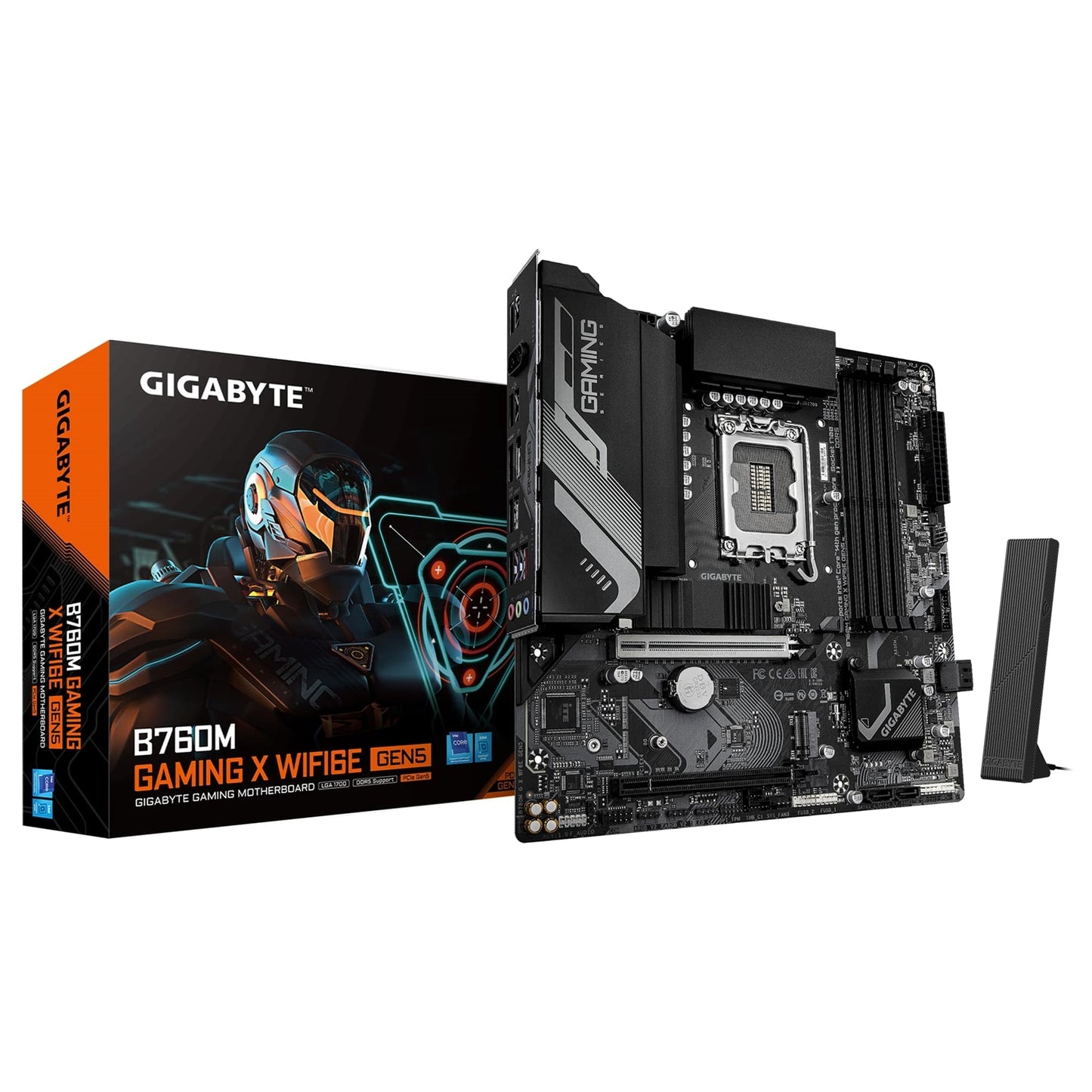 GIGABYTE B760M GAMING X WIFI6E GEN5 Intel LGA1700 Micro-ATX Motherboard, 4x DDR5, 2x M.2, PCIe 5.0, Wi-Fi 6E, 2.5GbE LAN