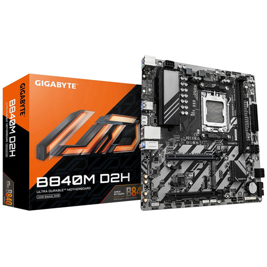 GIGABYTE B840M D2H AMD AM5 Micro-ATX Motherboard, 2x DDR5, 2x M.2, 2.5GbE LAN, 1x HDMI