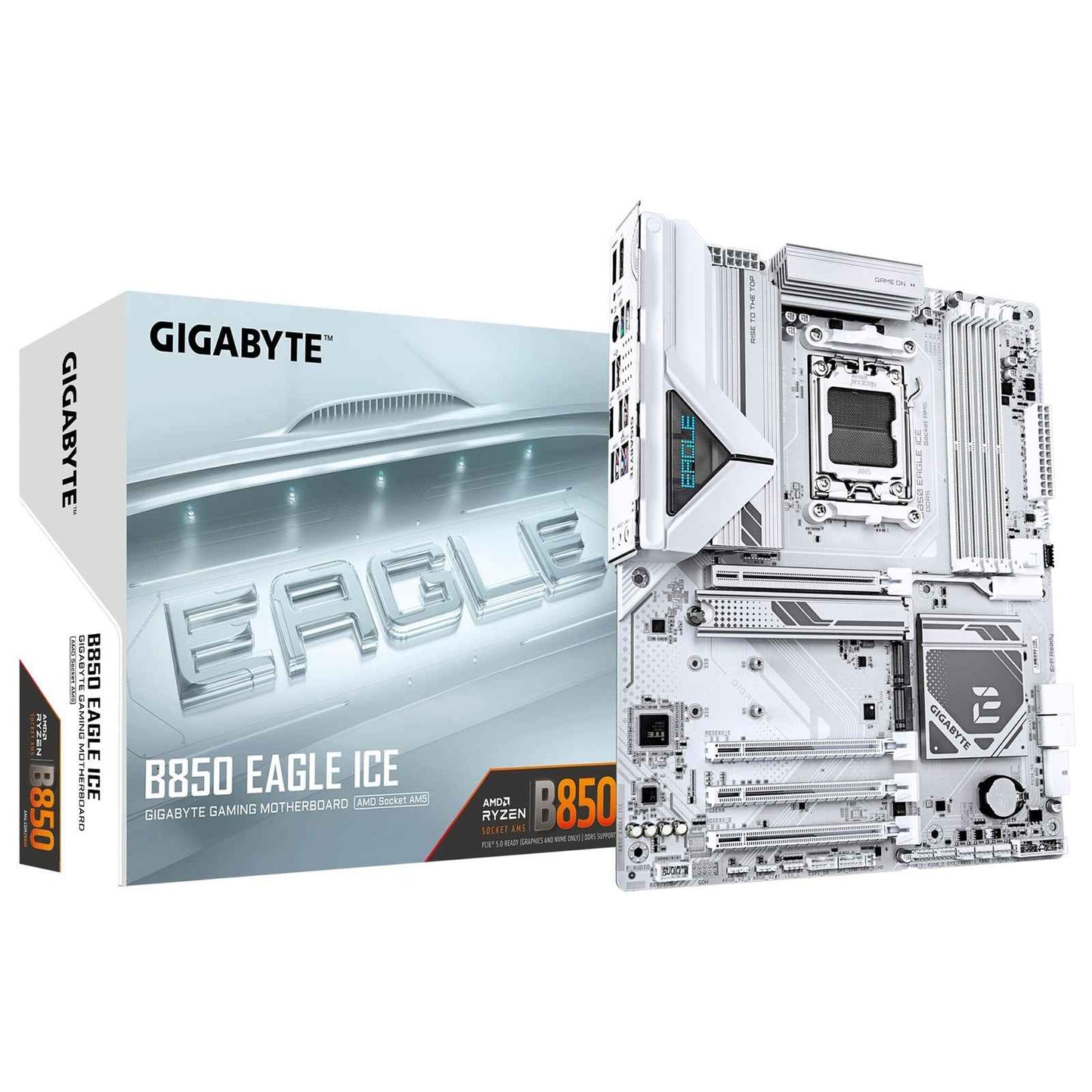 Gigabyte B850 EAGLE ICE AMD AM5 Socket Motherboard, ATX, 4x DDR5 Slots, 3x M.2 Socket, Fitted I/O Shield, 2.5GbE LAN, 1x DisplayPort / 1x HDMI Port