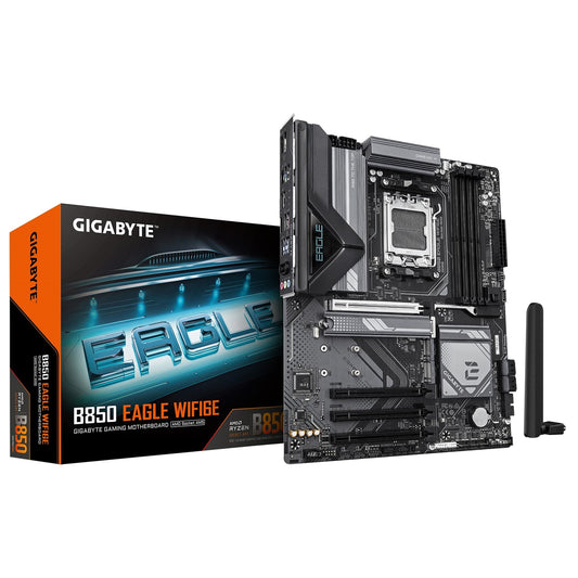 Gigabyte B850 EAGLE WIFI6E AMD AM5 Socket Motherboard, ATX, 4x DDR5 Slots, 3x M.2 Sockets, 2x USB-C Port, Fitted I/O Shield, GbE LAN, Wi-Fi 6E, 1x DisplayPort / 1x HDMI Port - PC Gear UK