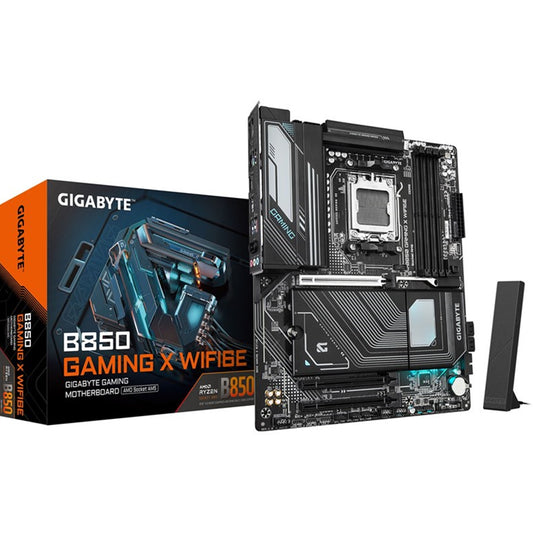 Gigabyte B850 GAMING X WIFI6E AMD AM5 Socket Motherboard, ATX, 4x DDR5 Slots, 3x M.2 Sockets, 2x USB-C Port, Fitted I/O Shield, 2.5GbE LAN, Wi-Fi 6E, 1x DisplayPort / 1x HDMI Port - PC Gear UK