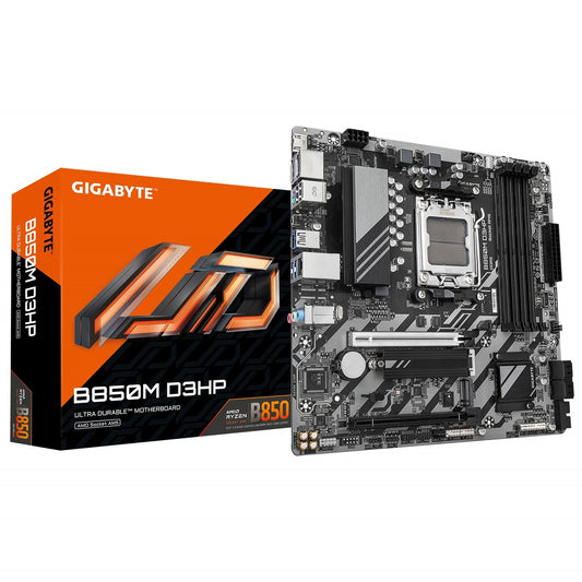 Gigabyte B850M D3HP AMD AM5 Socket Motherboard, Micro-ATX, 4x DDR5 Slots, 2x M.2 Sockets, 2x USB-C Port, GbE LAN, 2x DisplayPorts / 1x HDMI Port - PC Gear UK