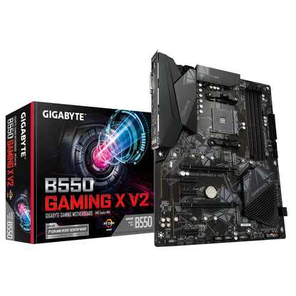GIGABYTE, GIGABYTE B550 GAMING X V2 AMD AM4 ATX Motherboard, 4x DDR4, 2x M.2, PCIe 4.0, GbE LAN, HDMI, DVI-D, AMD B550, ATX Form Factor; 30.5cm x 24.4cm