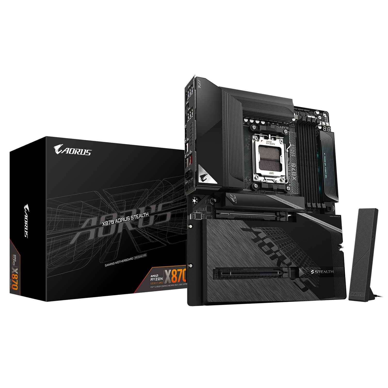 Gigabyte X870 AORUS STEALTH AMD AM5 Socket Motherboard, ATX, 4x DDR5 Slots, 4x M.2 Socket, 5GbE LAN, Wi-Fi 7, 1x HDMI Port / 2x USB-C (USB4)