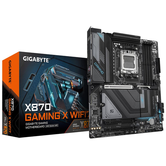 Gigabyte X870 GAMING X WIFI7 AMD AM5 Socket Motherboard, ATX, 4x DDR5 Slots, 3x M.2 Sockets, 3x USB-C Port, Fitted I/O Shield, 2.5GbE LAN, Wi-Fi 7, 1x HDMI Port / 2x USB-C (USB4) - PC Gear UK