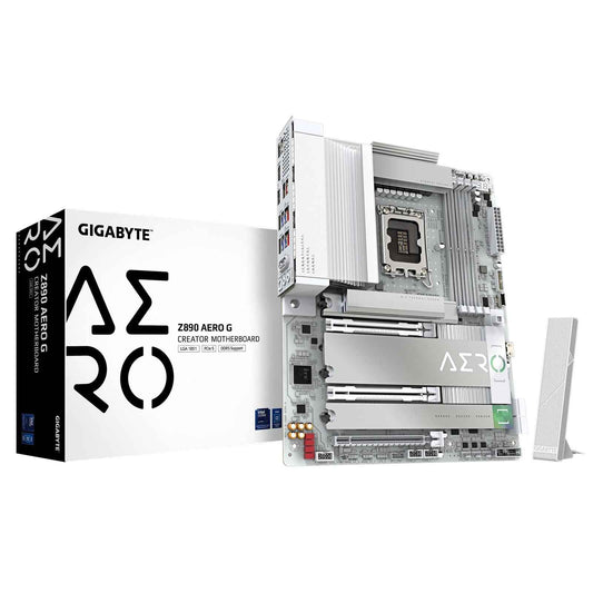 Gigabyte Z890 AERO G Intel 1851 Socket Motherboard, ATX, 4x DDR5 Slots, 5x M.2 Sockets, Fitted I/O Shield, 2x 2.5GbE LAN, Wi-Fi 7, 1x DisplayPort / 1x USB-C (USB4)