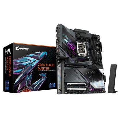 GIGABYTE, GIGABYTE Z890 AORUS MASTER Intel LGA1851 ATX Motherboard, 4x DDR5, 5x M.2, 2x PCIe 5.0, Wi-Fi 7, 10GbE LAN, - Intel® Z890 Express Chipset, ATX Form Factor; 30.5cm x 24.4cm