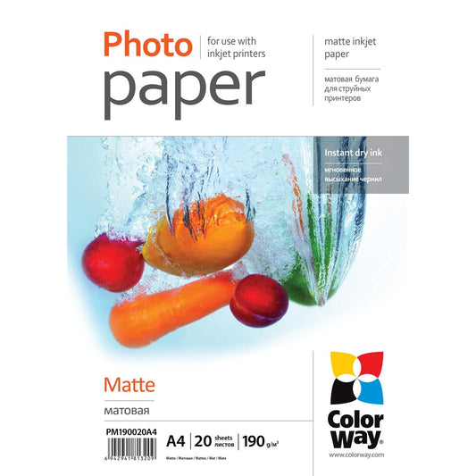 ColorWay Matte A4 190gms Photo Paper 20 Sheets - PC Gear UK