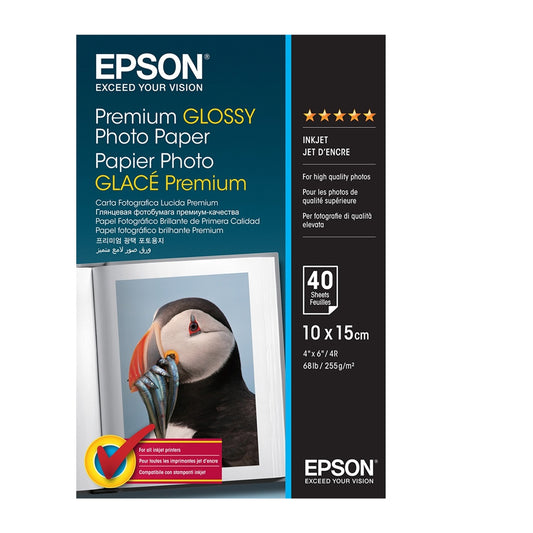 Epson 255gsm 10x15cm Premium Glossy Photo Paper 40 Sheets - PC Gear UK