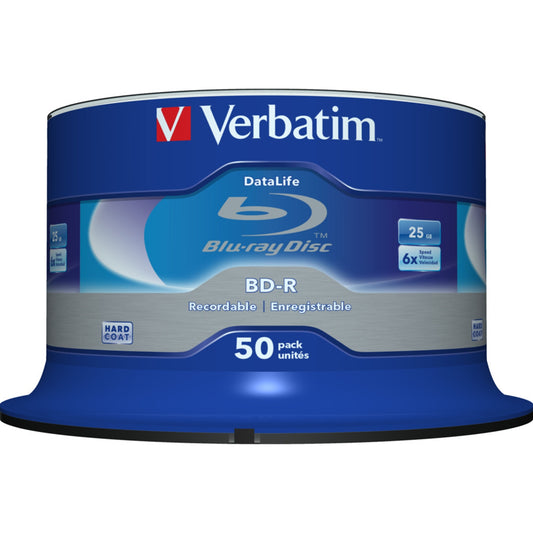 Verbatim (43838) BD-R SL Datalife 25GB 6X 50 Pack Spindle No ID