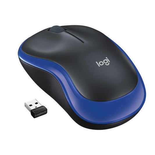 Logitech M185 Wireless Mouse, 2.4GHz with USB Mini Receiver, 12-Month Battery Life, 1000 DPI Optical Tracking, Ambidextrous, Compatible with PC, Mac, Laptop, Black and Blue - PC Gear UK