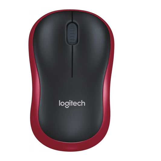 Logitech M185 Wireless Mouse, 2.4GHz with USB Mini Receiver, 12-Month Battery Life, 1000 DPI Optical Tracking, Ambidextrous, Compatible with PC, Mac, Laptop, Red and Black - PC Gear UK