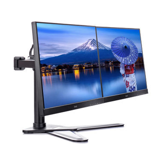 iiyama DS1002D-B1 Dual Desk Stand Monitor Arm, Desk Mount, Fits 2 x 30 Inch Flat Screens, Tilt, Swivel, Height, Rotation, inc Cable Management - PC Gear UK