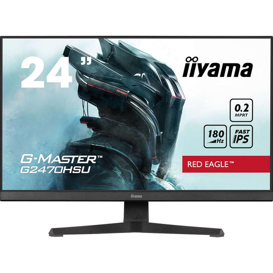 iiyama G-Master Red Eagle 24 Inch Gaming Monitor G2470HSU-B6, Full HD, 180Hz, 0.2ms, FreeSync, HDMI, Display Port, USB Hub, Speakers, Height Adjustable, Pivot, VESA - PC Gear UK