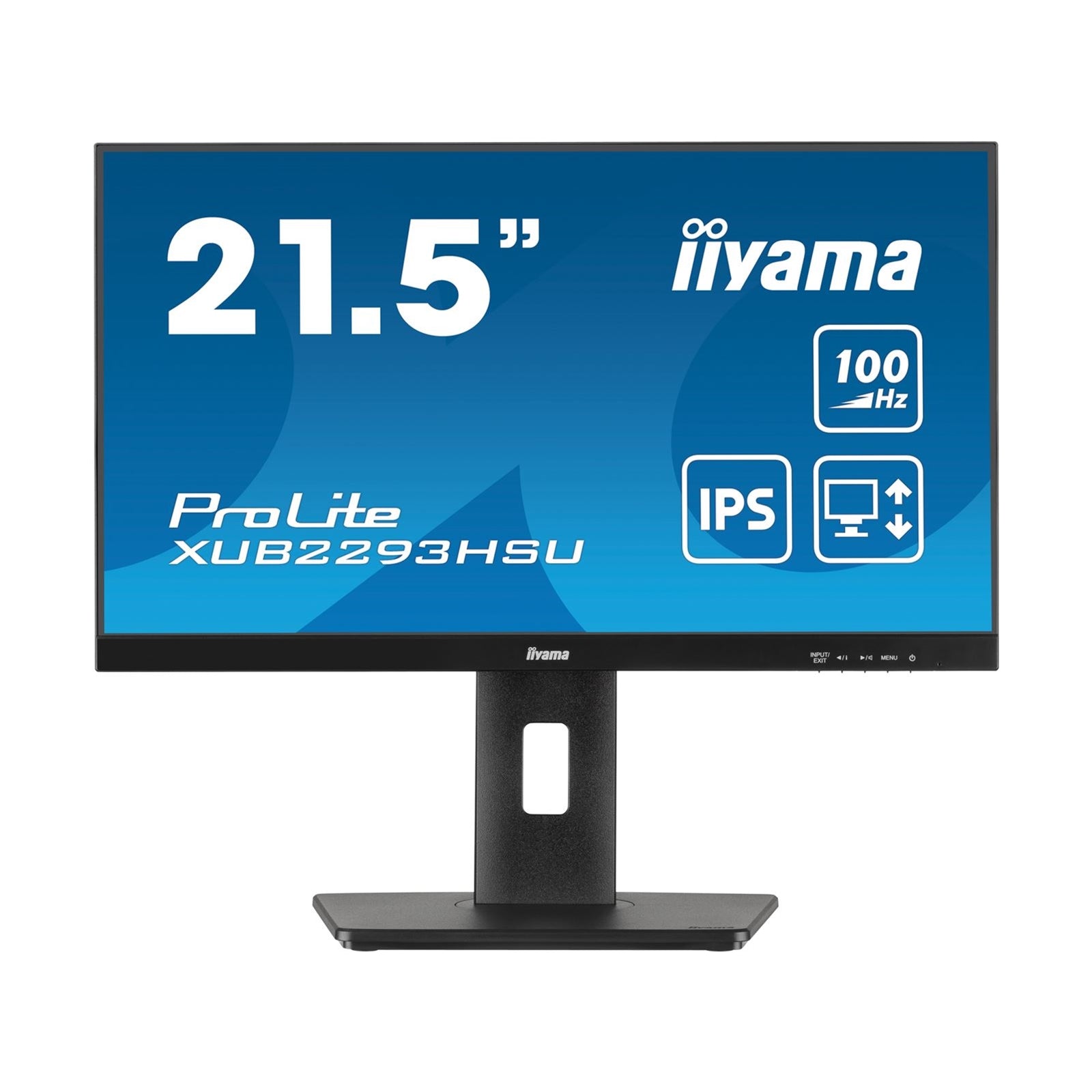 iiyama PROLITE XUB2293HSU-B7 22 inch IPS Monitor, Full HD, 1ms, USB Hub, HDMI, DisplayPort, Freesync, 100Hz, Speakers, Black, Internal PSU, VESA, Height Adjustable, Pivot - PC Gear UK