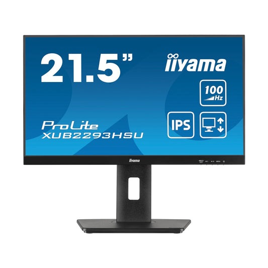 iiyama PROLITE XUB2293HSU-B7 22 inch IPS Monitor, Full HD, 1ms, USB Hub, HDMI, DisplayPort, Freesync, 100Hz, Speakers, Black, Internal PSU, VESA, Height Adjustable, Pivot - PC Gear UK