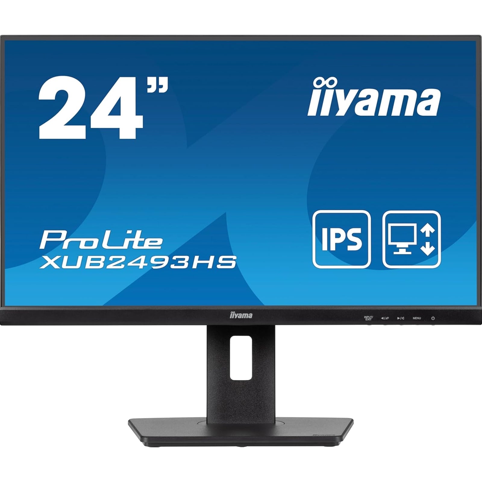 iiyama PROLITE XUB2493HS-B6 24 inch IPS Monitor, Full HD, 0.5ms, HDMI, DisplayPort, Freesync, 100Hz, Speakers, Black, Internal PSU, VESA, Height Adjustable, Pivot - PC Gear UK