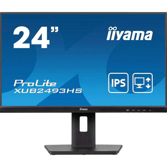 iiyama PROLITE XUB2493HS-B6 24 inch IPS Monitor, Full HD, 0.5ms, HDMI, DisplayPort, Freesync, 100Hz, Speakers, Black, Internal PSU, VESA, Height Adjustable, Pivot - PC Gear UK