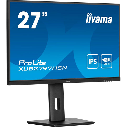 iiyama ProLite XUB2797HSN-B2 27 Inch Full HD IPS Monitor, Matte Black, USB-C Dock, RJ45, 100 Hz, 1x HDMI, 1x DisplayPort, 4x USB Hub, Speakers, Height Adjust, Pivot, VESA - PC Gear UK