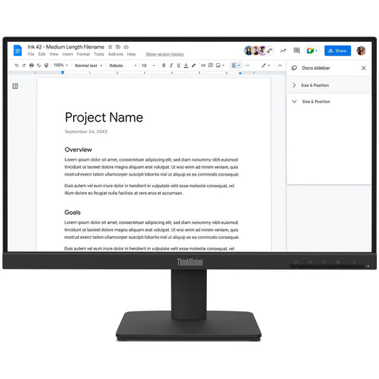 Lenovo ThinkVision S22-4e, Full HD (1920 x 1080), 100Hz, 4ms, 16:9, IPS, WLED Monitor, HDMI, VGA, Tilt Adjustable, 3 Year Warranty