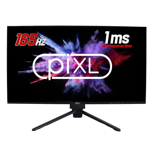 piXL CM27F10 27 Inch Frameless Gaming Monitor, Widescreen LCD Panel, Full HD 1920x1080, 1ms Response Time, 165Hz Refresh, Display Port / HDMI, 16.7 Million Colour Support, VESA Wall Mount, Black Finish - PC Gear UK