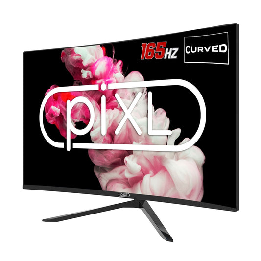 piXL CM27GF6D 27 Inch Curved Frameless Monitor, 165Hz, 6ms Response Time, HDR, Frameless, 1920x1080 Full HD, HDMIx2, Display Port, Black, VESA Mount - PC Gear UK