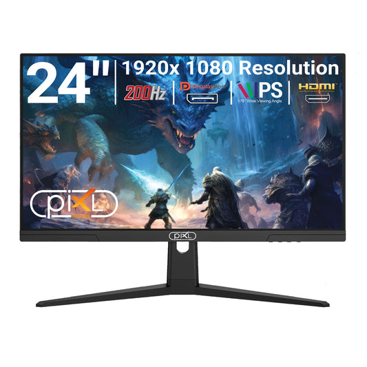 piXL X-Series GS24IDPHA 24.5 Inch Full HD IPS Gaming Monitor with 200Hz Refresh Rate, 1920 x 1080 Resolution, 0.5ms Response Time, HDMI 2.0 & DisplayPort 1.4