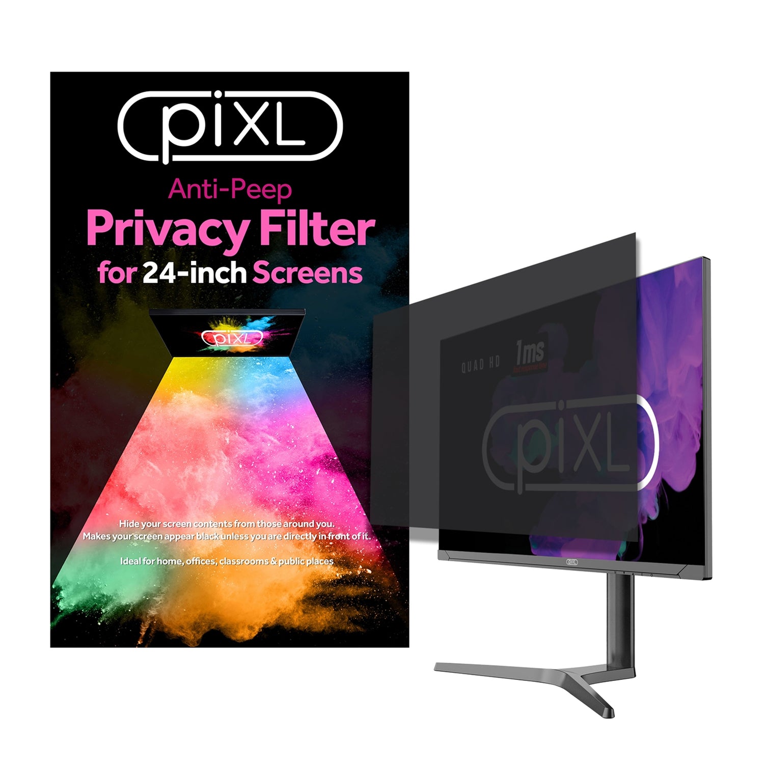 piXL 24-Inch Monitor Anti-Peep Privacy Screen Filter, Anti-Glare, Anti-Static, Blackout - PC Gear UK