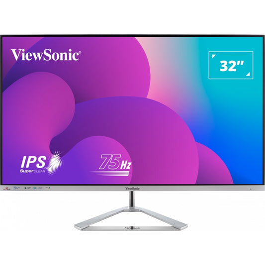 Viewsonic VX3276-MHD-3 32-Inch Full HD, Frameless IPS Monitor, 1080p, 1920 x 1080 Resolution, 75Hz, HDMI, VGA, DisplayPort, Speakers - PC Gear UK