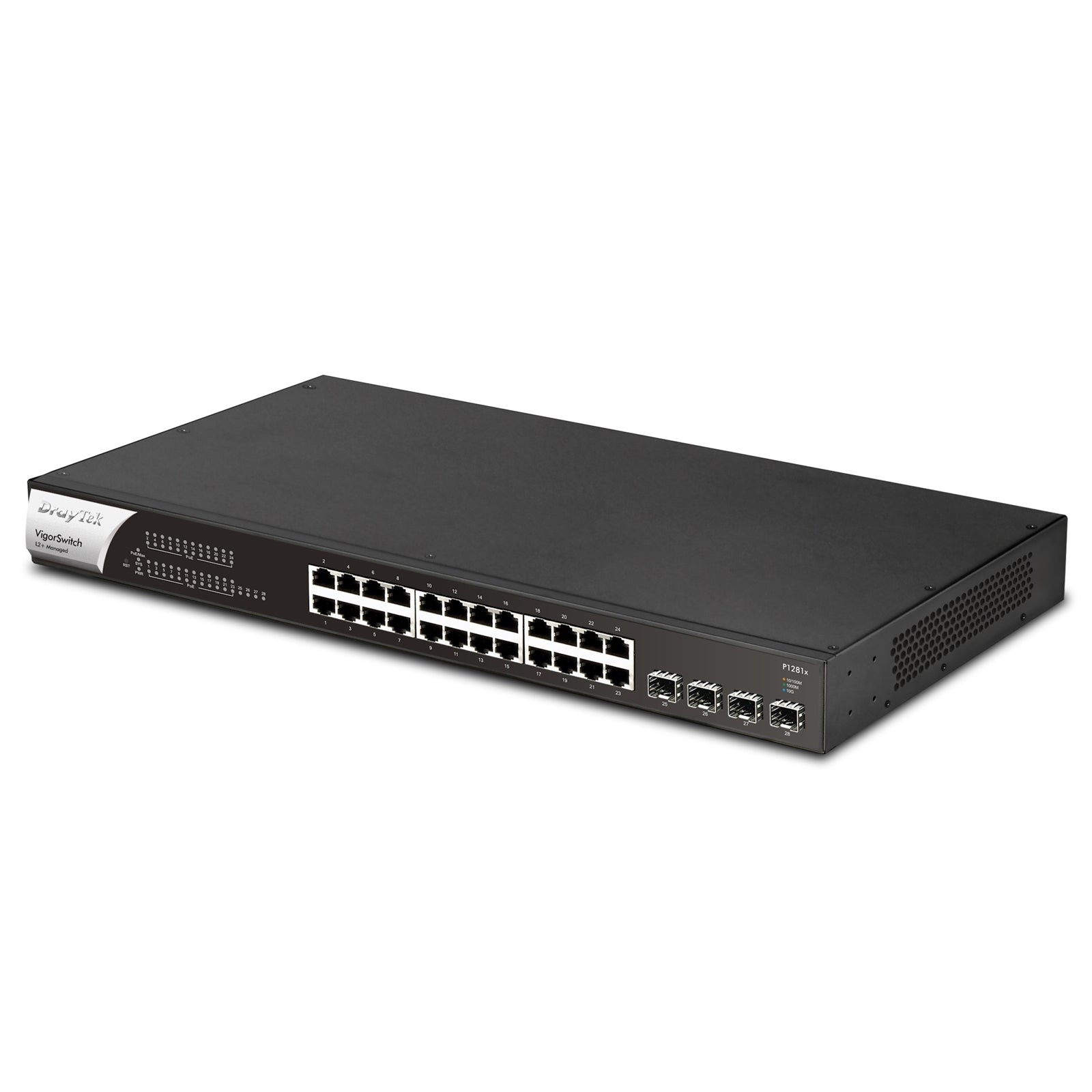 DrayTek VSP1281X-K VigorSwitch P1281x 24 Port Gigabit POE Smart Managed Switch with 4x 10GbE SFP Ports - PC Gear UK