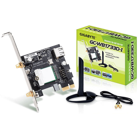 Gigabyte GC-WB1733D-I Intel Wireless AC1750 Dual Band PCI-Express WiFi Card with Bluetooth 5.0 c/w Antenna - PC Gear UK