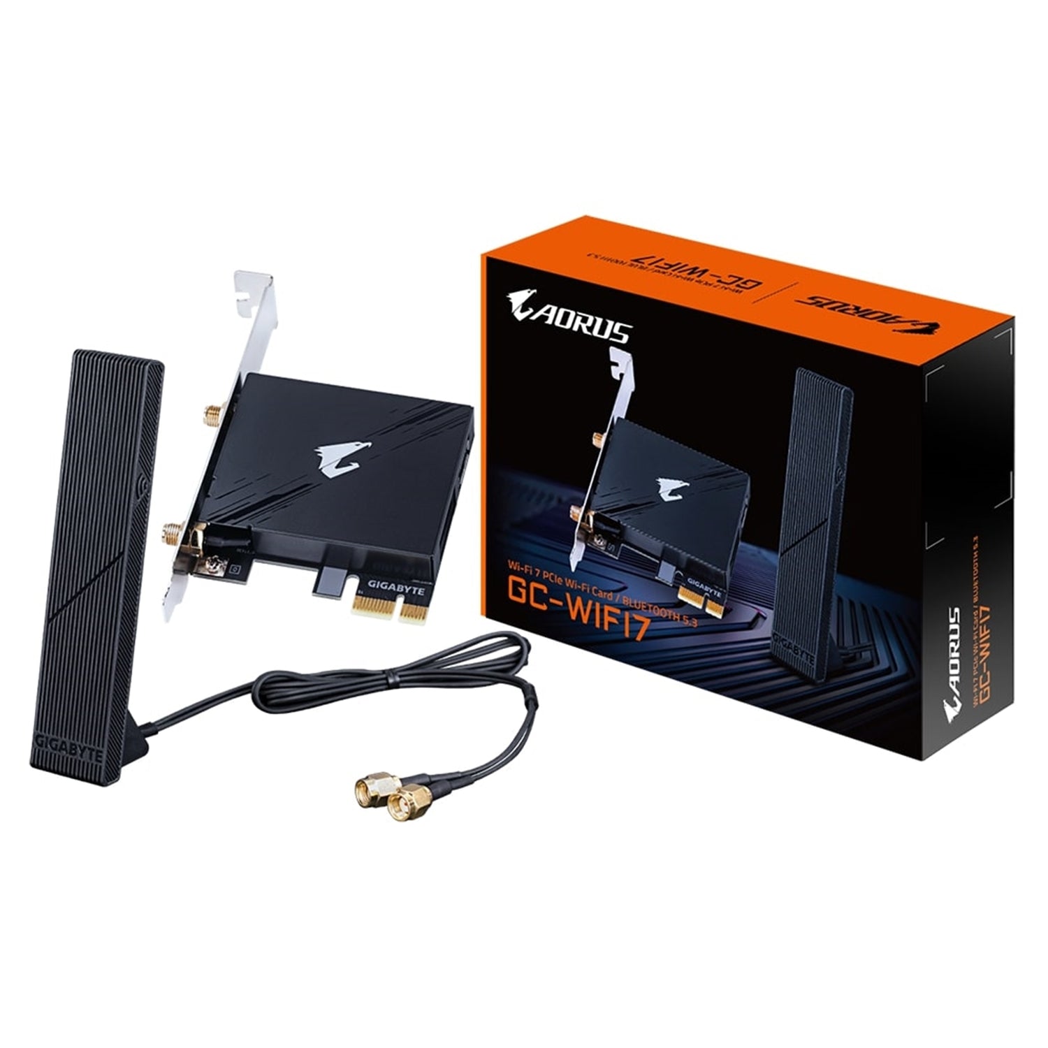 Gigabyte GC-WIFI7 Intel WiFi 7 5800Mbps Tri-Band Wireless PCI-Express and Bluetooth 5.3 Card with Magnetic Ultra High-Gain Antenna - PC Gear UK
