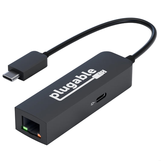 Plugable USBC-E2500PD USB-C to 2.5GbE Gigabit Ethernet Adapter with USB-C PD Charging - PC Gear UK