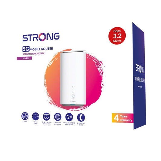 Strong 5GROUTERAX3000UK 5G Unlocked Mobile Broadband Wireless Router with 2x LAN Ports - PC Gear UK