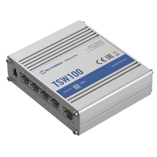 TELTONIKA TSW100 Industrial Unmanaged 4 Port POE+ Network Switch - PC Gear UK