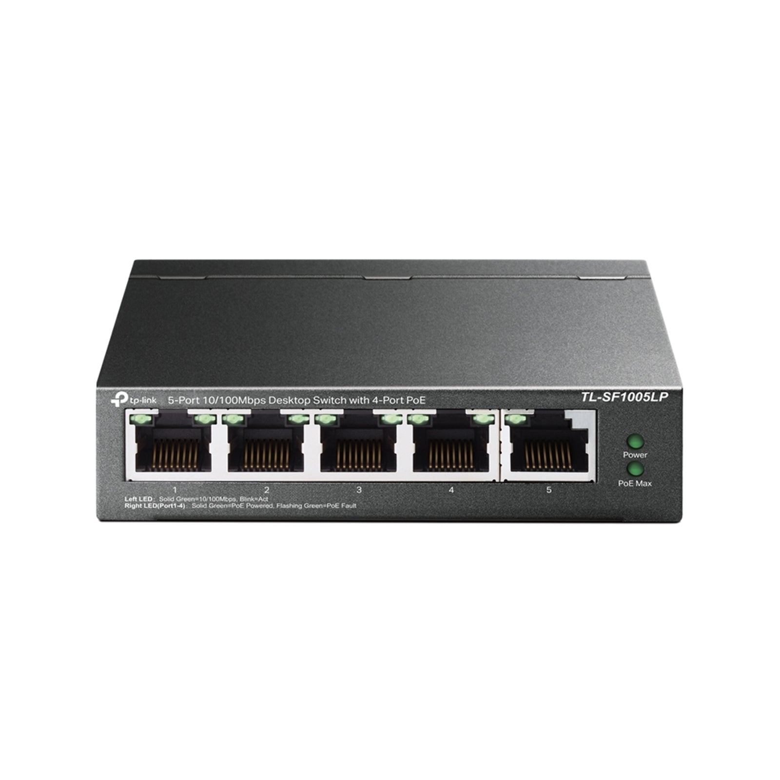 TP-Link TL-SF1005P 5-Port 10/100Mbps Metal Desktop PoE Switch with 4-Port PoE (58W) - PC Gear UK