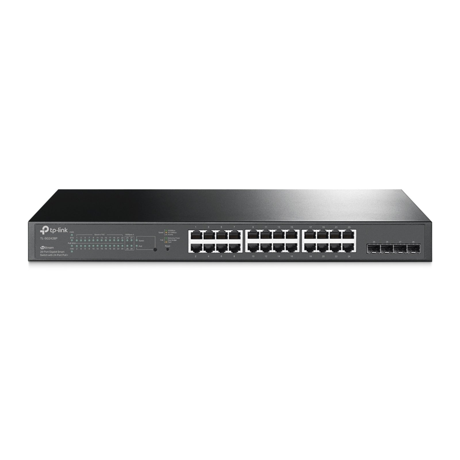 TP-Link JetStream TL-SG2428P 28-Port Metal Gigabit Smart PoE Switch with 24-Port PoE+ (250W) - PC Gear UK