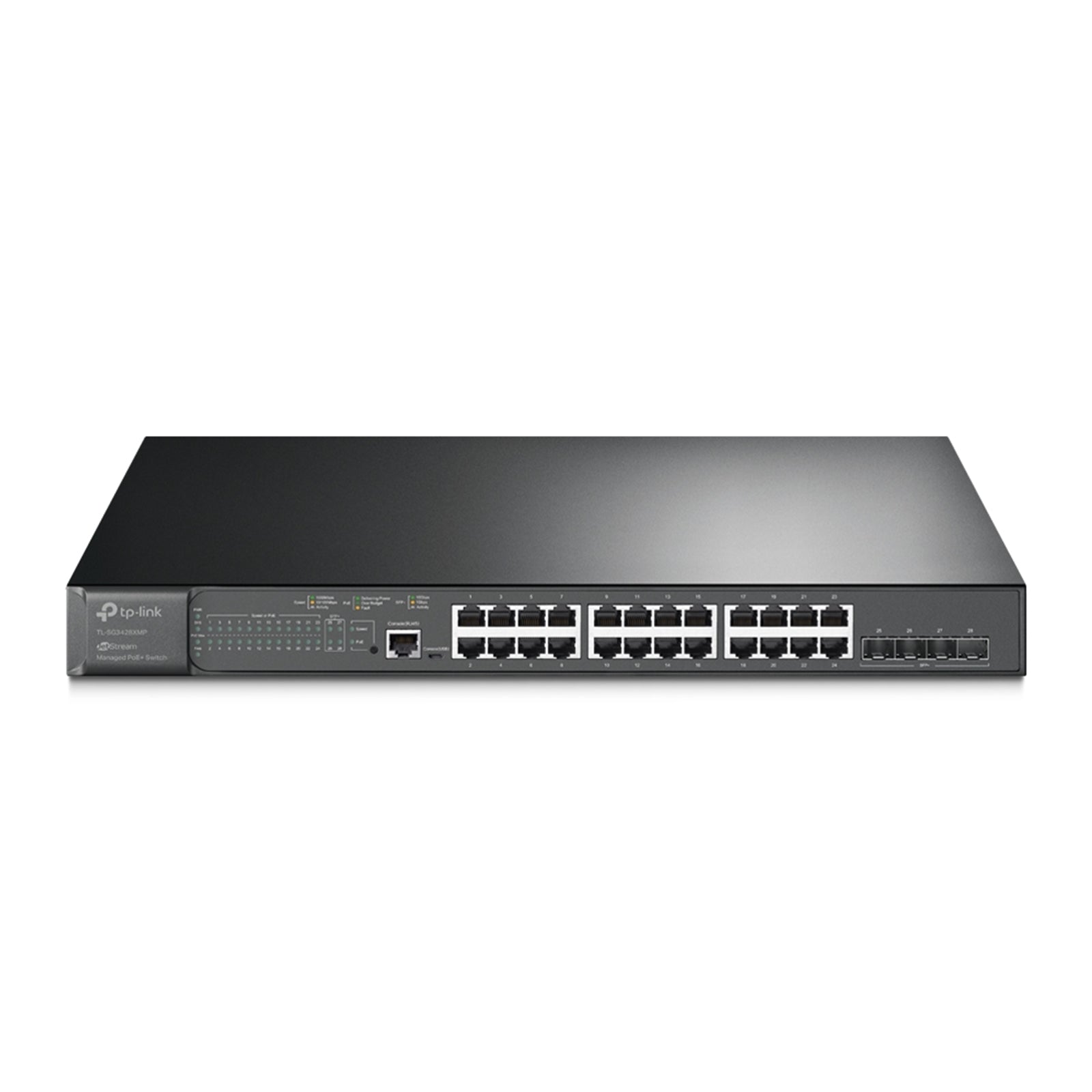 TP-Link JetStream TL-SG3428XMP 24-Port Metal Gigabit and 4-Port 10GE SFP+ L2+ Managed Switch with 24-Port PoE+ (384W) - PC Gear UK
