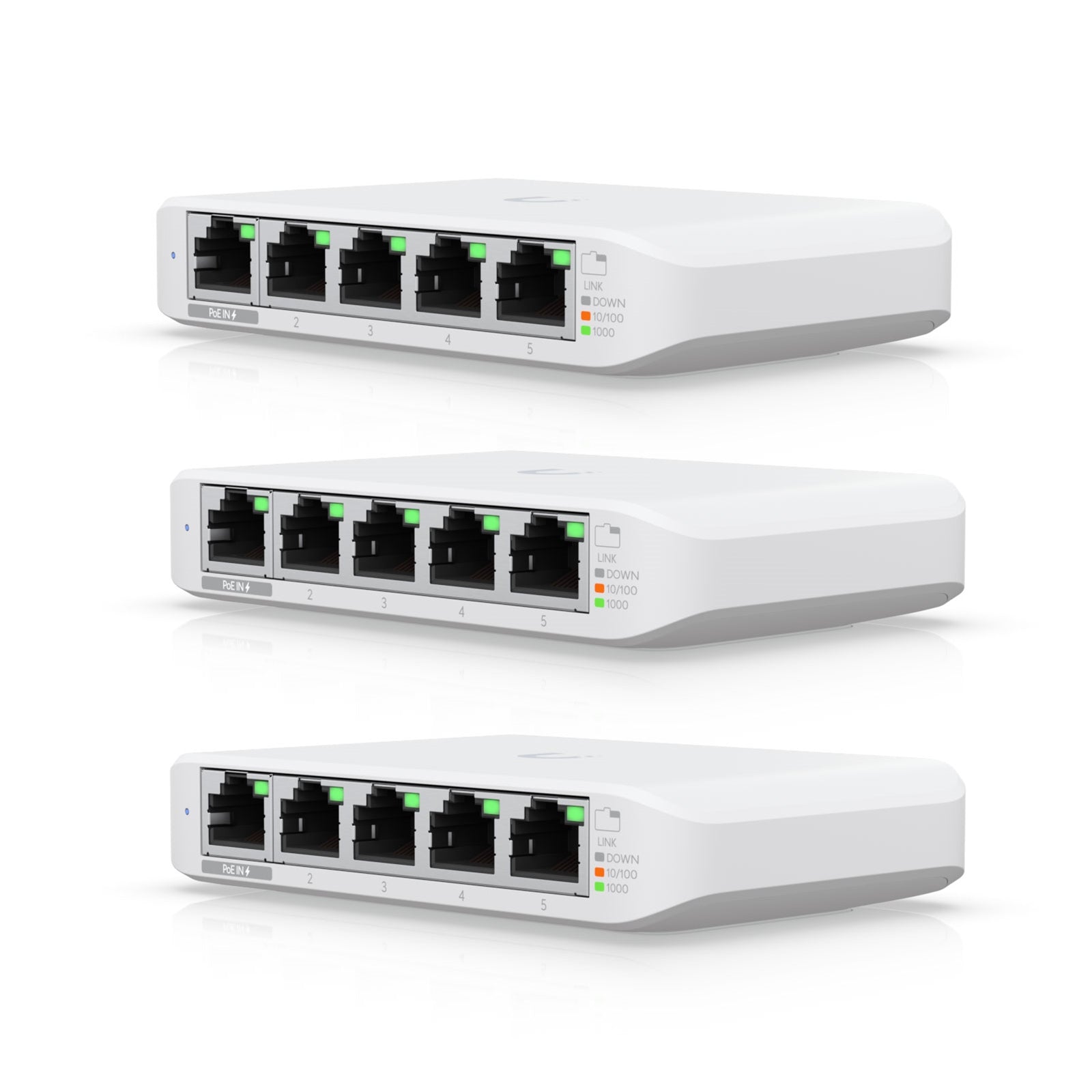 Ubiquiti USW-FLEX-MINI-3 UniFi USW Flex Mini 5 Port Smart Managed POE/USB C Powered Gigabit Network Switch (Triple Pack, No PSU) - PC Gear UK