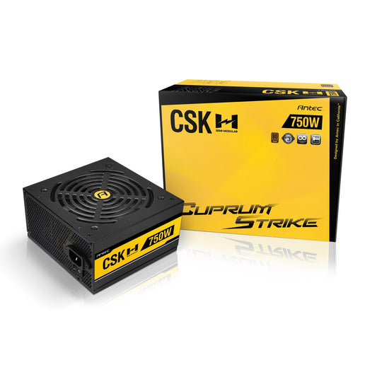 ANTEC Cuprum Strike CSK750H 750W PSU, 120mm Silent Fan, 80 PLUS Bronze, Semi Modular, UK Plug, Flat Black Cables, CircuitShield Industrial-Grade Protections - PC Gear UK