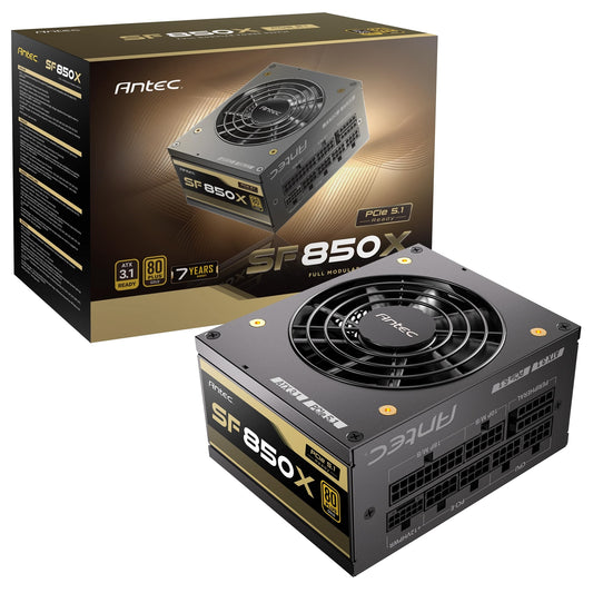 Antec SF850X 850W Power Supply - 80 PLUS Gold Certified, Fully Modular, SFX 4.1, ATX 3.1, PCIe 5.1 Ready - PC Gear UK