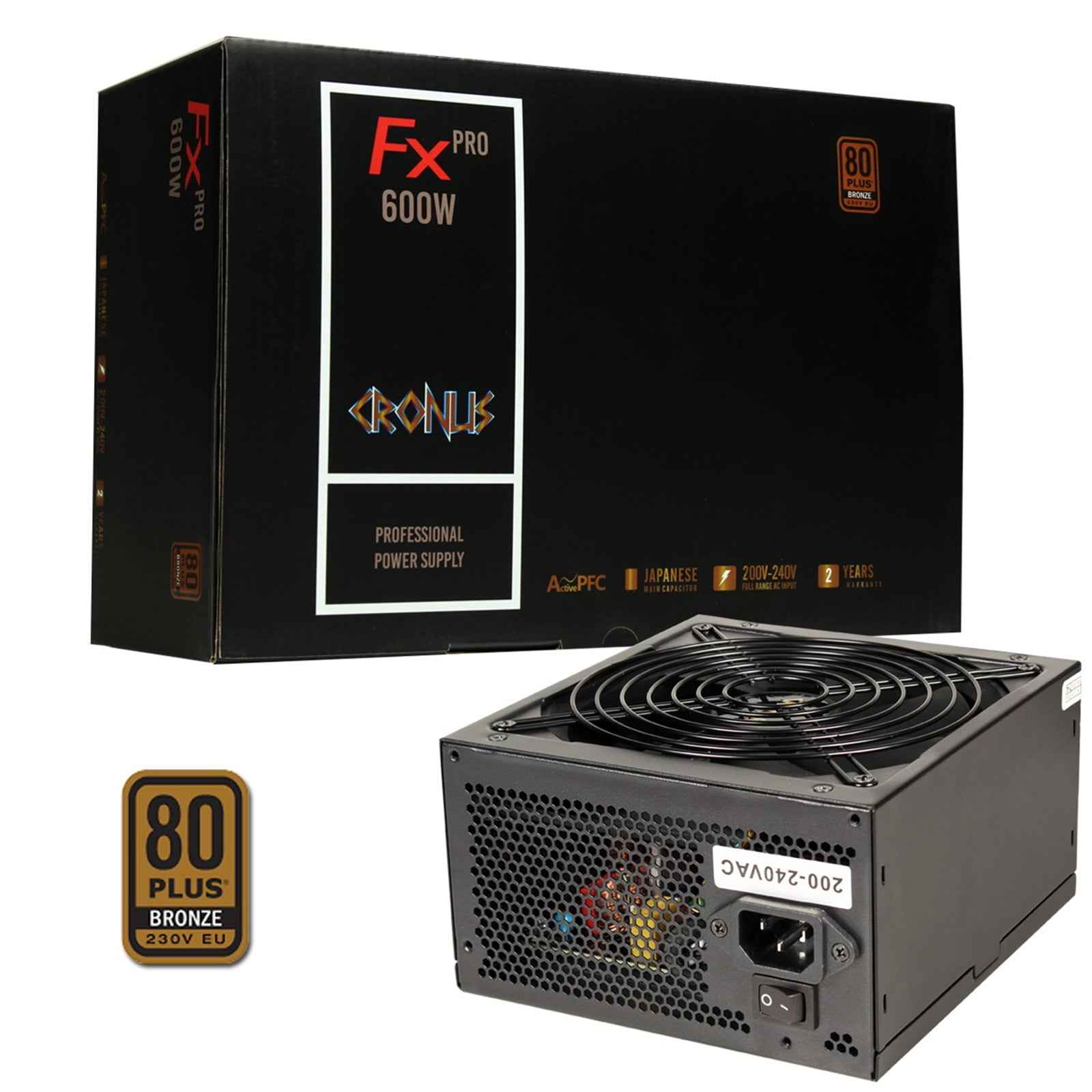 CRONUS 600ATV FX PRO 600W PSU, 140mm Silent Cooling Fan, 80 PLUS Bronze, Non Modular, Flat Black Cables, Supreme Performance